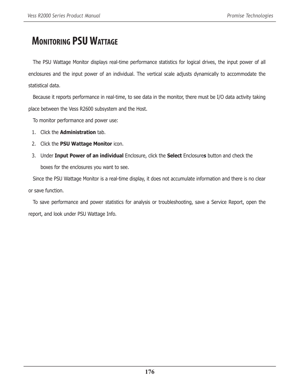 Monitoring psu wattage, Onitoring, Psu w | Attage | Promise Technology 2-Year Extended Warranty for VessR2000 RAID Head User Manual | Page 203 / 705