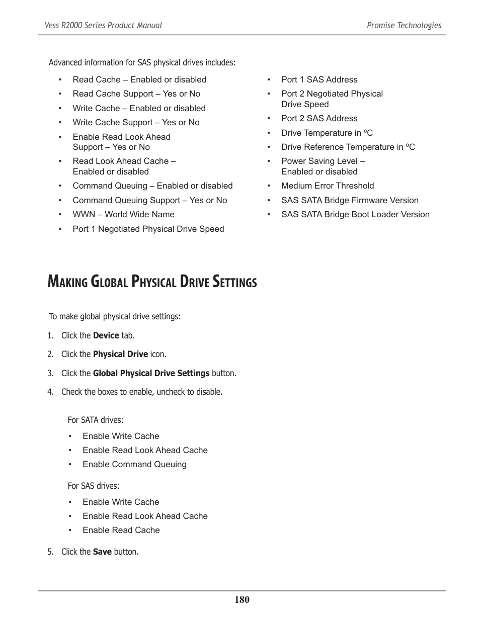 Making global physical drive settings, Aking, Lobal | Hysical, Rive, Ettings | Promise Technology 2-Year Extended Warranty for VessR2000 RAID Head User Manual | Page 207 / 705