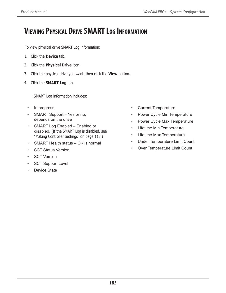 Viewing physical drive smart log information, Iewing, Hysical | Rive, Smart l, Nformation | Promise Technology 2-Year Extended Warranty for VessR2000 RAID Head User Manual | Page 210 / 705