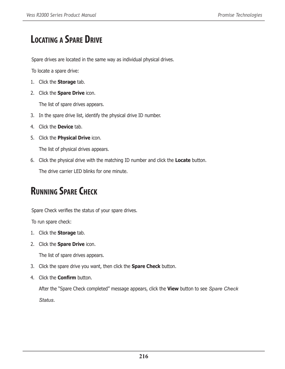 Locating a spare drive, Running spare check, Ocating | Pare, Rive, Unning, Heck | Promise Technology 2-Year Extended Warranty for VessR2000 RAID Head User Manual | Page 243 / 705