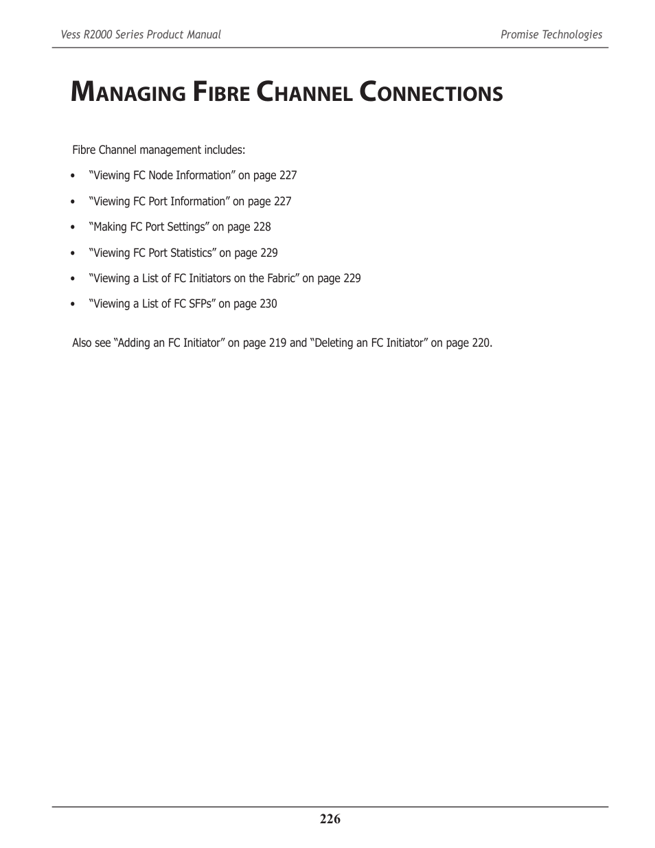 Managing fibre channel connections, Anaging, Ibre | Hannel, Onnections | Promise Technology 2-Year Extended Warranty for VessR2000 RAID Head User Manual | Page 253 / 705