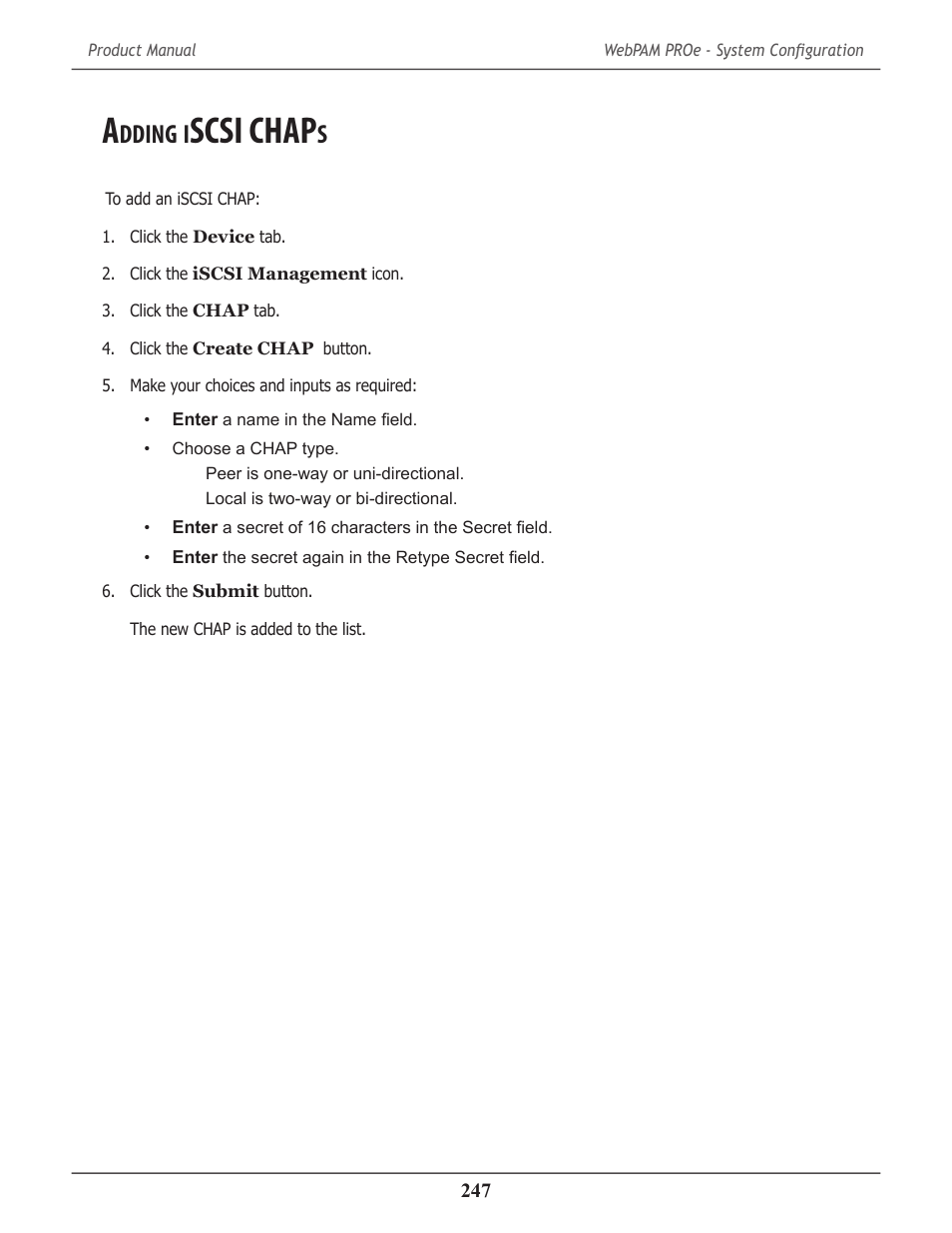 Adding iscsi chaps, Dding, Scsi chap | Promise Technology 2-Year Extended Warranty for VessR2000 RAID Head User Manual | Page 274 / 705