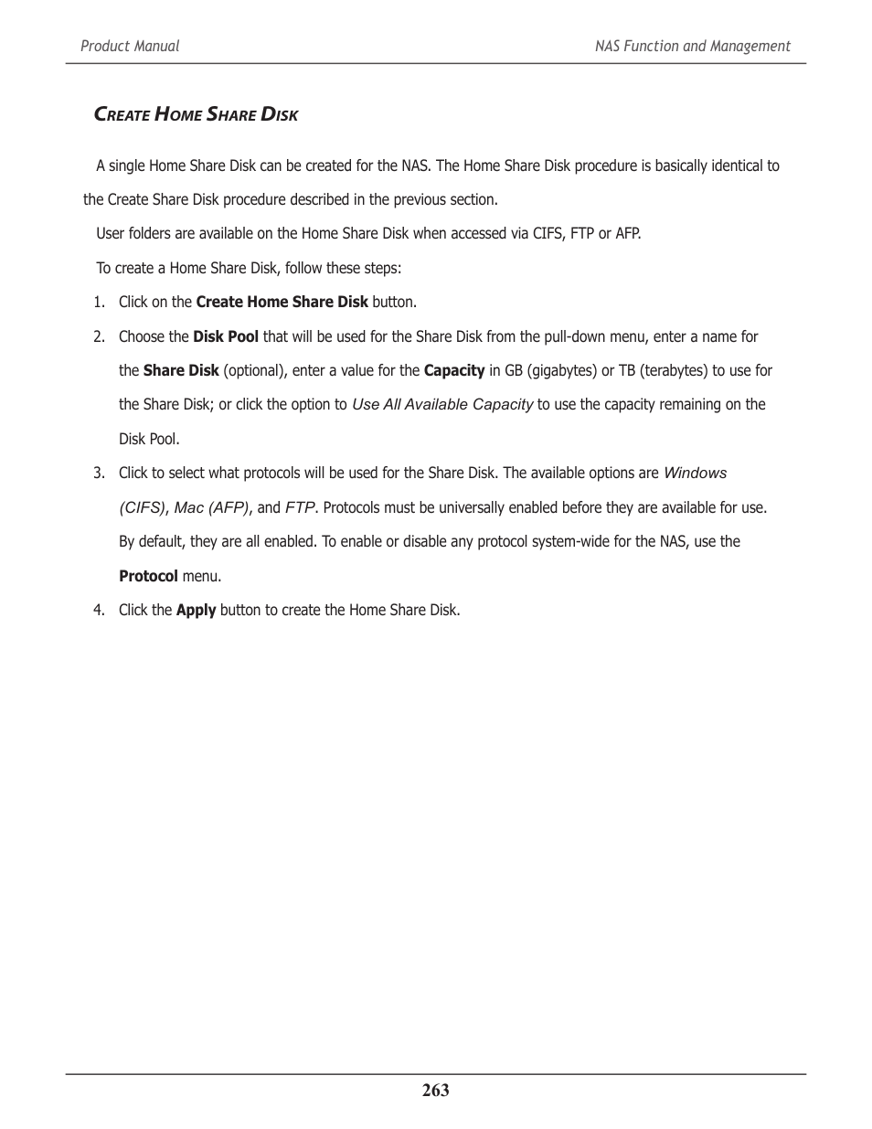 Create home share disk, Reate, Hare | Promise Technology 2-Year Extended Warranty for VessR2000 RAID Head User Manual | Page 290 / 705