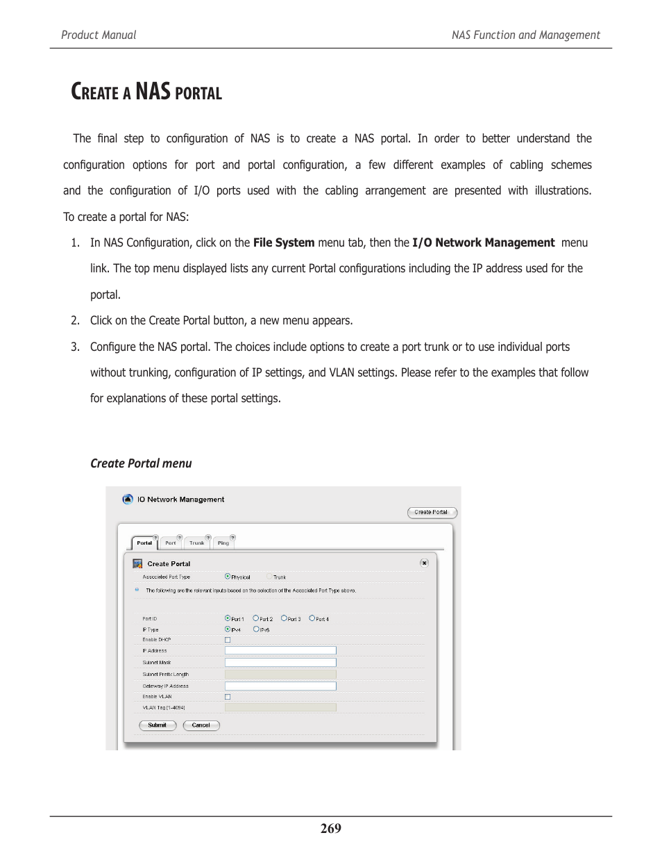 Create a nas portal, Reate, Portal | Promise Technology 2-Year Extended Warranty for VessR2000 RAID Head User Manual | Page 296 / 705
