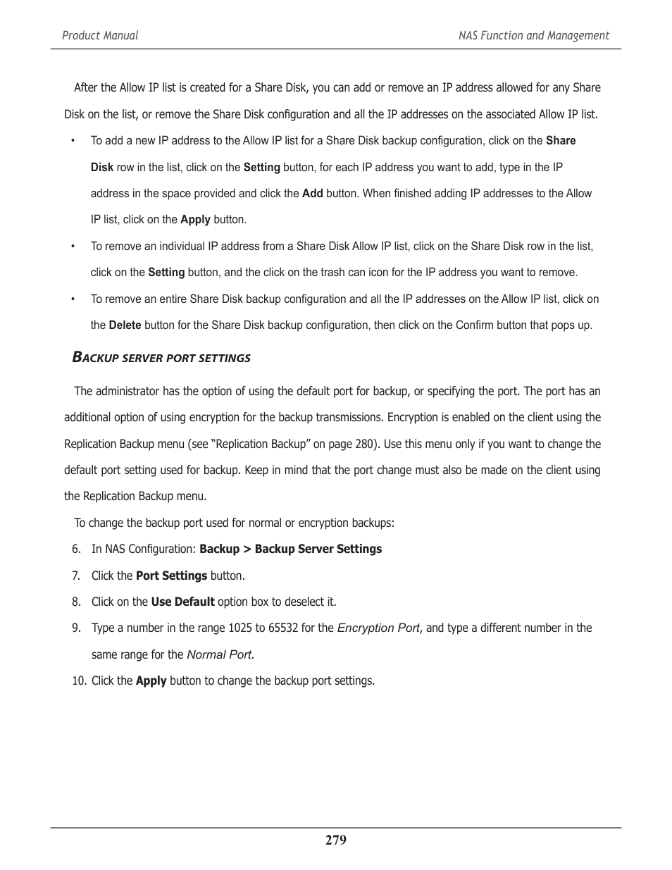 Backup server port settings, Ackup, Server | Port, Settings | Promise Technology 2-Year Extended Warranty for VessR2000 RAID Head User Manual | Page 306 / 705
