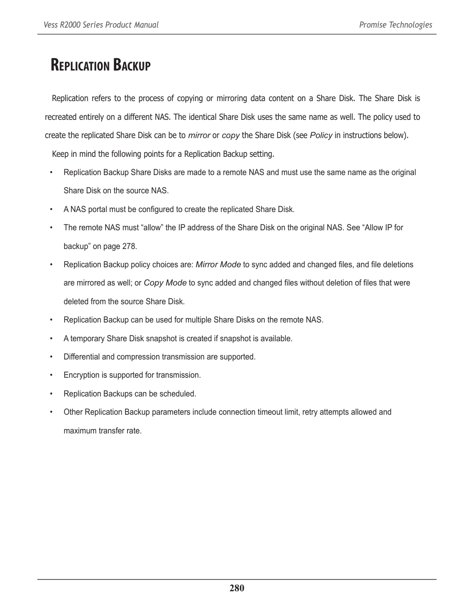 Replication backup, Eplication, Ackup | Promise Technology 2-Year Extended Warranty for VessR2000 RAID Head User Manual | Page 307 / 705