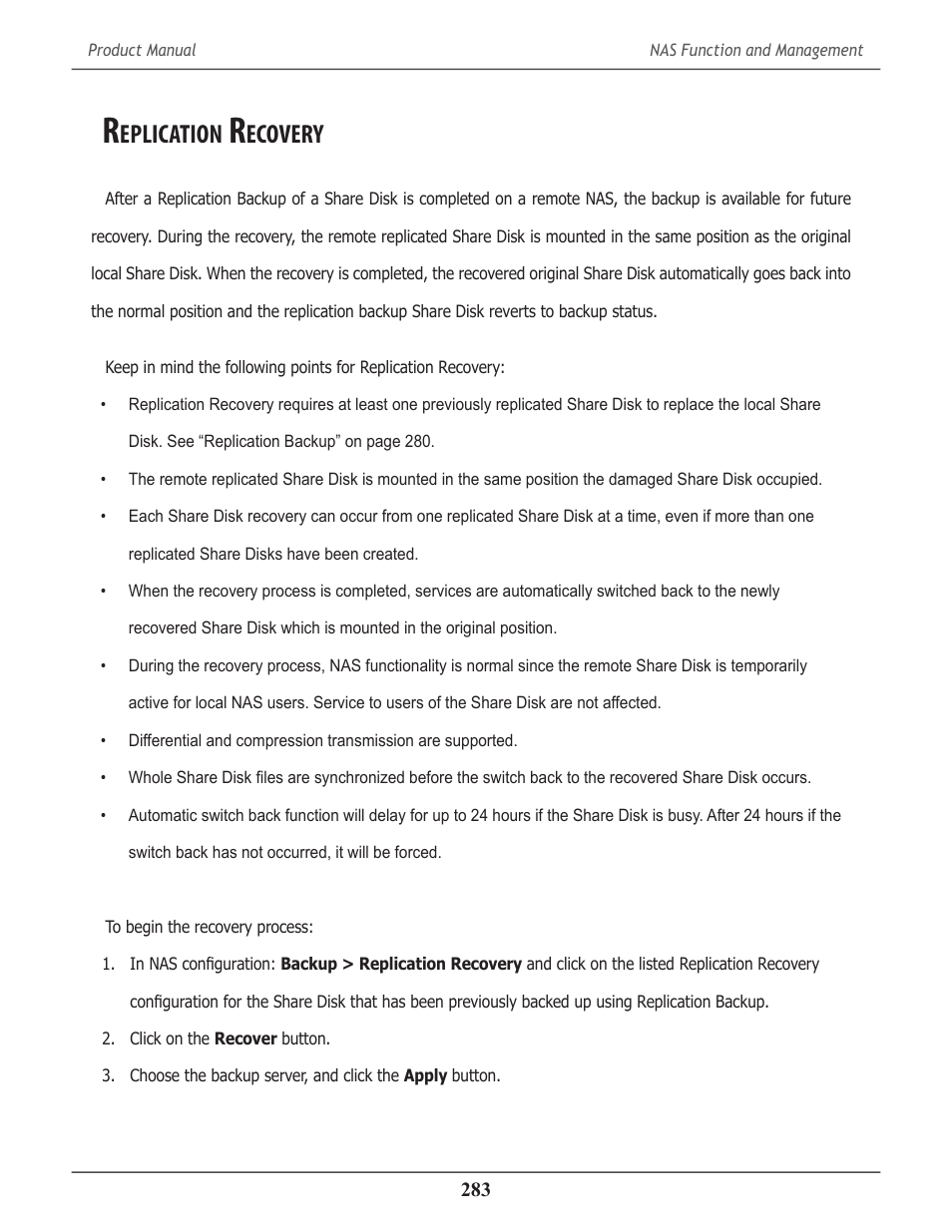 Replication recovery, Eplication, Ecovery | Promise Technology 2-Year Extended Warranty for VessR2000 RAID Head User Manual | Page 310 / 705