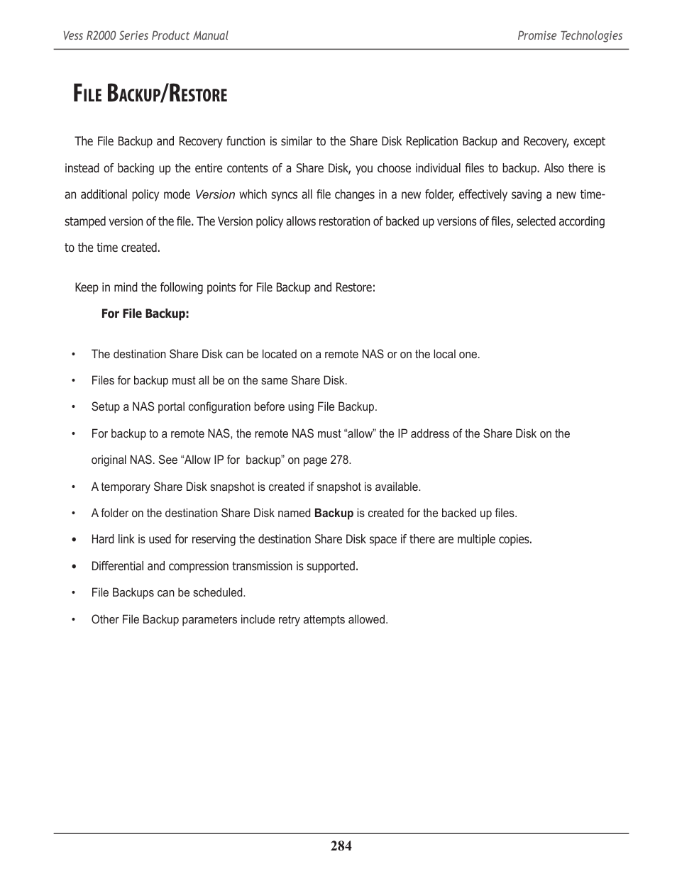 File backup/restore, Ackup, Estore | Promise Technology 2-Year Extended Warranty for VessR2000 RAID Head User Manual | Page 311 / 705