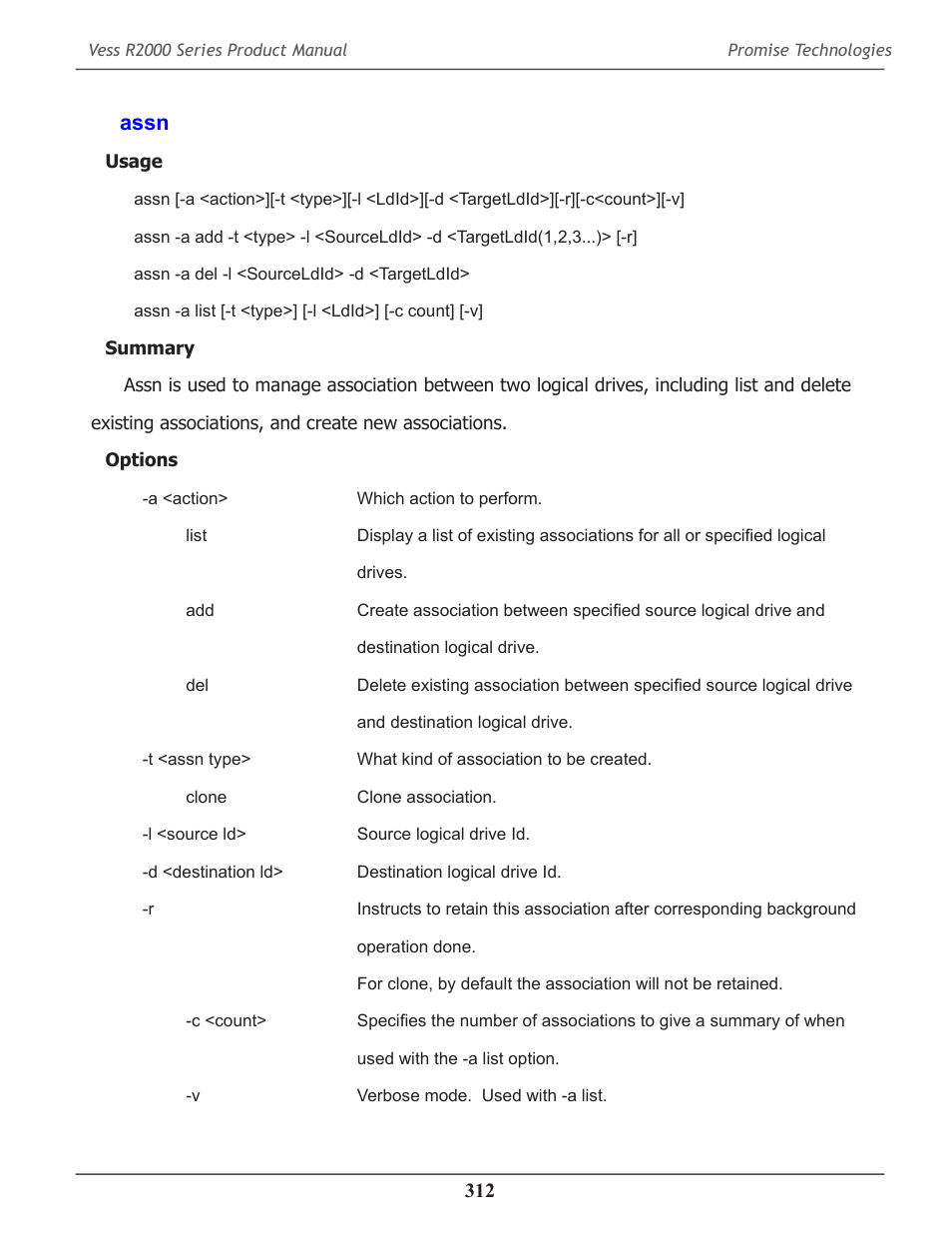 Assn, Assn 312 | Promise Technology 2-Year Extended Warranty for VessR2000 RAID Head User Manual | Page 339 / 705