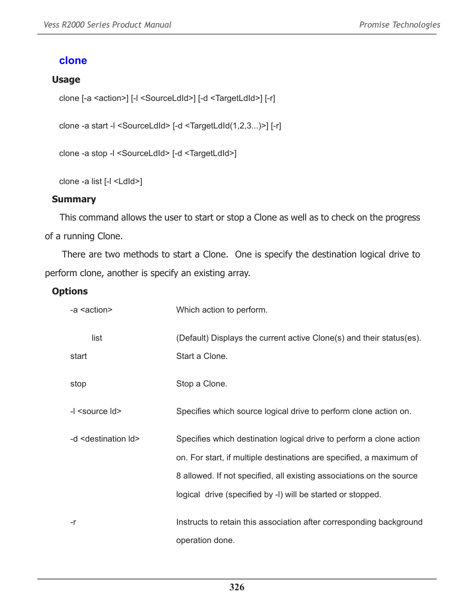 Clone, Clone 326 | Promise Technology 2-Year Extended Warranty for VessR2000 RAID Head User Manual | Page 353 / 705