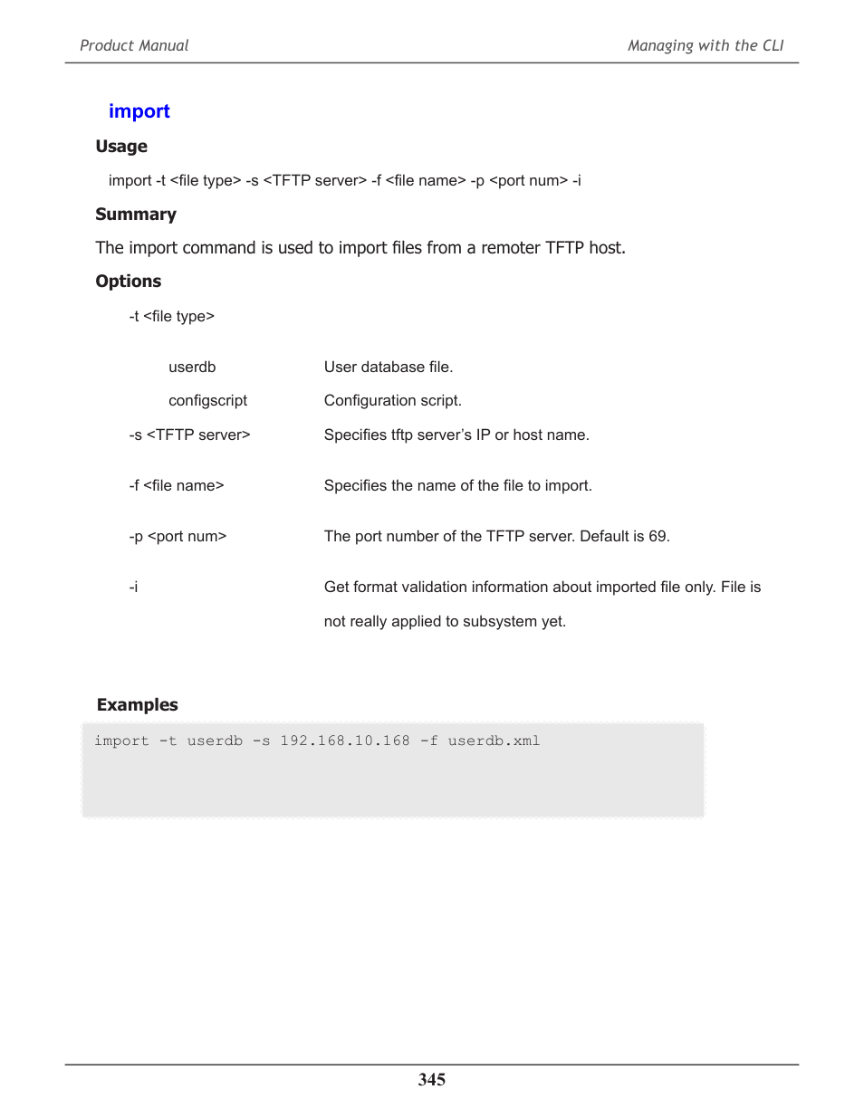 Import, Import 345 | Promise Technology 2-Year Extended Warranty for VessR2000 RAID Head User Manual | Page 372 / 705