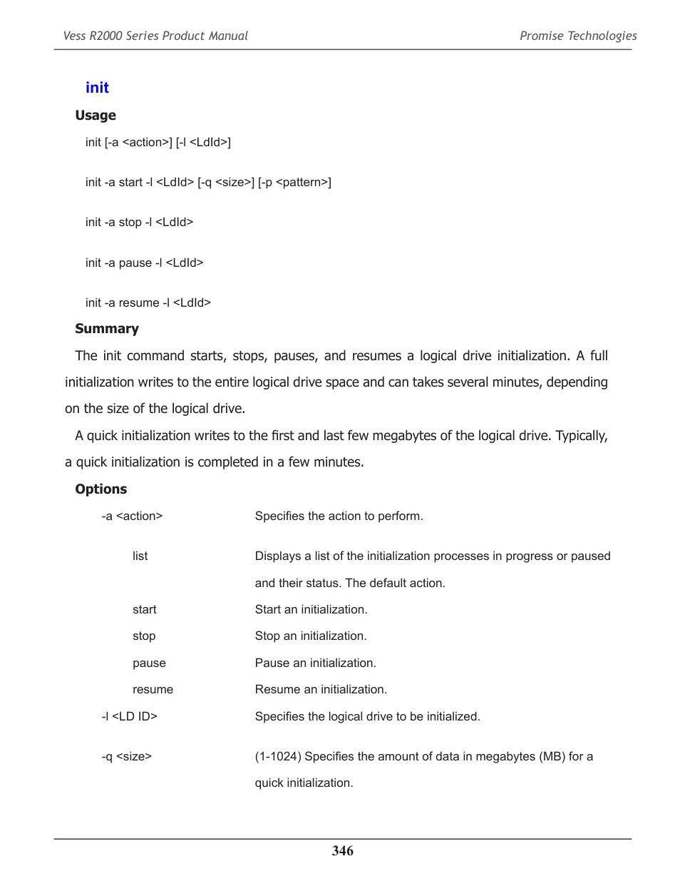 Init, Init 346 | Promise Technology 2-Year Extended Warranty for VessR2000 RAID Head User Manual | Page 373 / 705