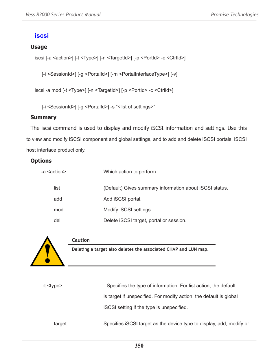 Iscsi, Iscsi 350 | Promise Technology 2-Year Extended Warranty for VessR2000 RAID Head User Manual | Page 377 / 705