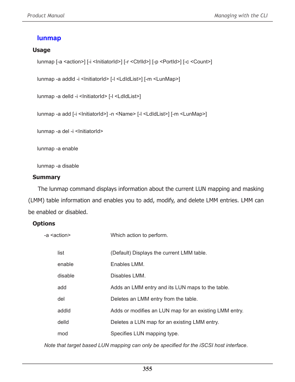 Lunmap, Lunmap 355 | Promise Technology 2-Year Extended Warranty for VessR2000 RAID Head User Manual | Page 382 / 705