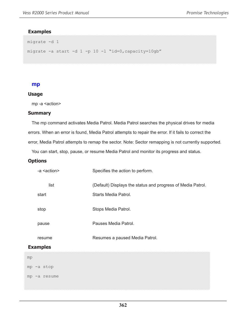 Mp 362 | Promise Technology 2-Year Extended Warranty for VessR2000 RAID Head User Manual | Page 389 / 705