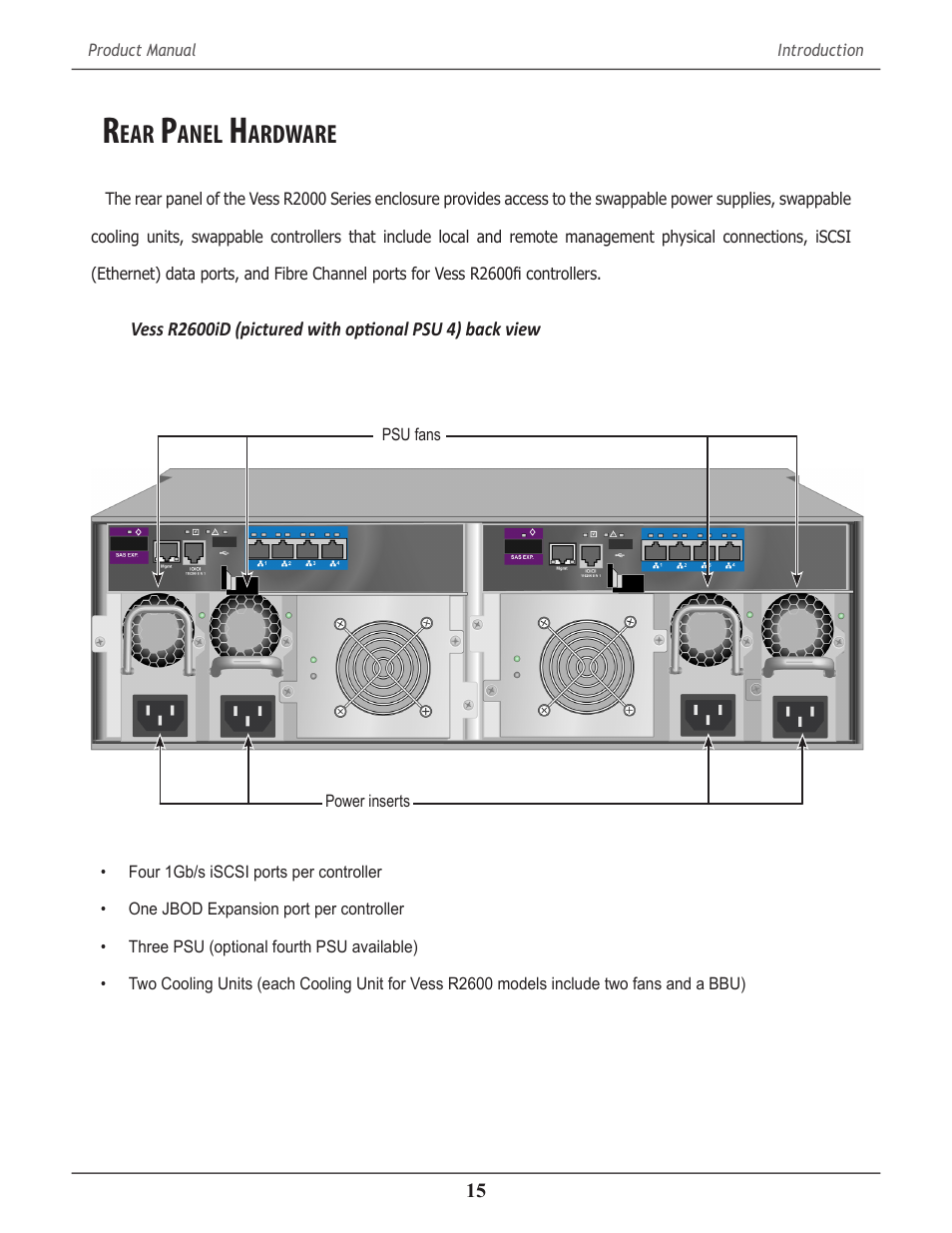 Rear panel hardware, Anel, Ardware | Promise Technology 2-Year Extended Warranty for VessR2000 RAID Head User Manual | Page 42 / 705