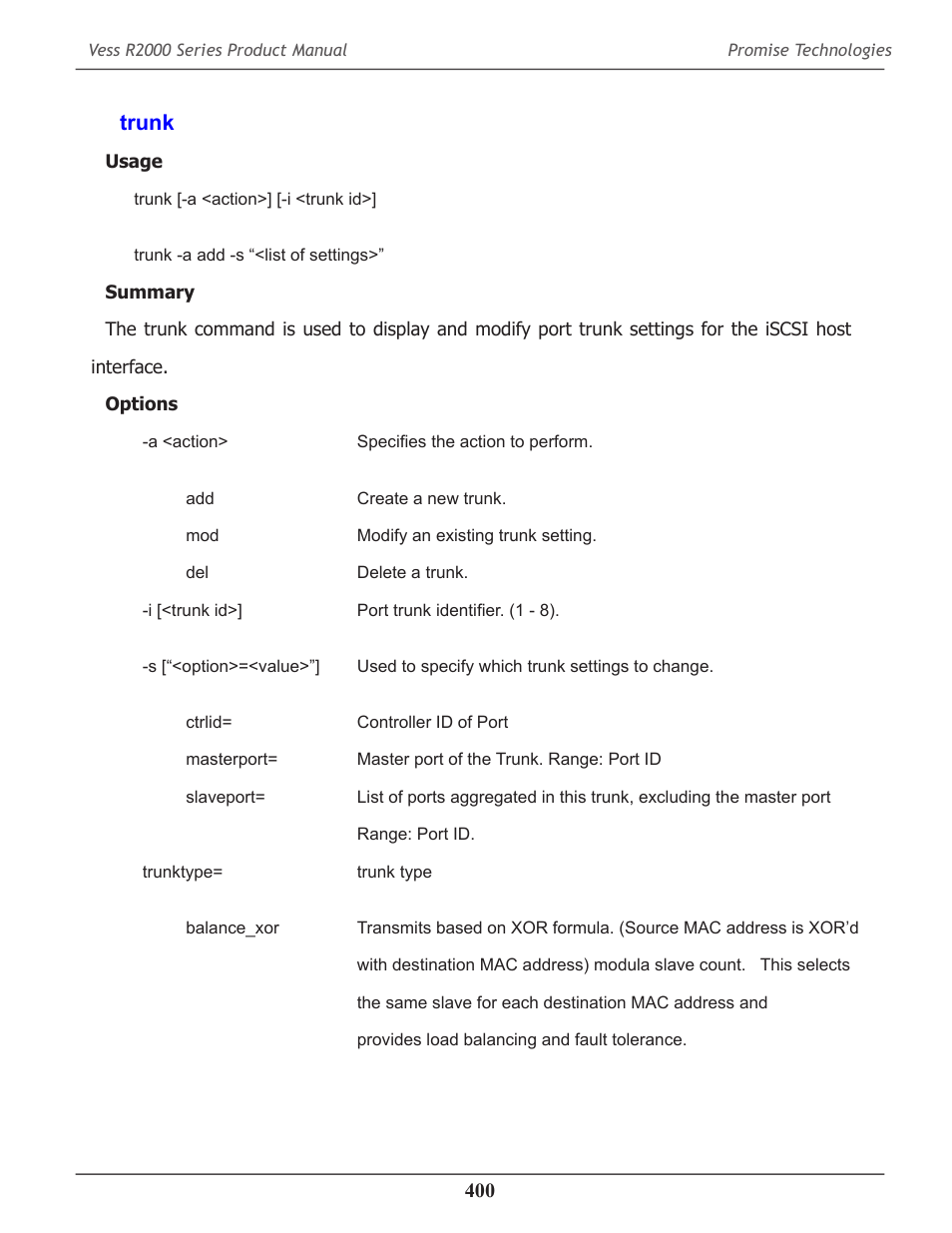 Trunk, Trunk 400 | Promise Technology 2-Year Extended Warranty for VessR2000 RAID Head User Manual | Page 427 / 705