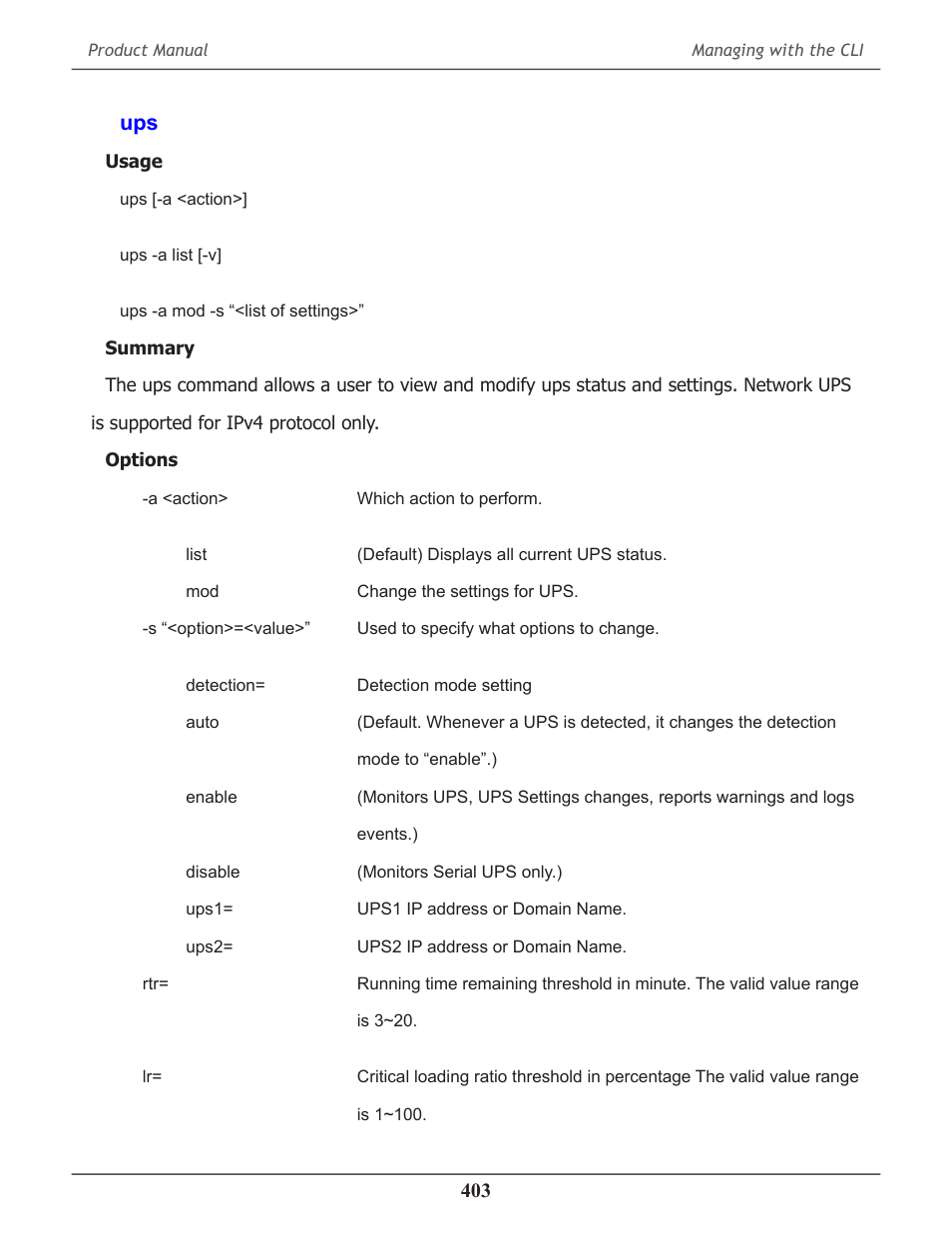 Ups 403 | Promise Technology 2-Year Extended Warranty for VessR2000 RAID Head User Manual | Page 430 / 705