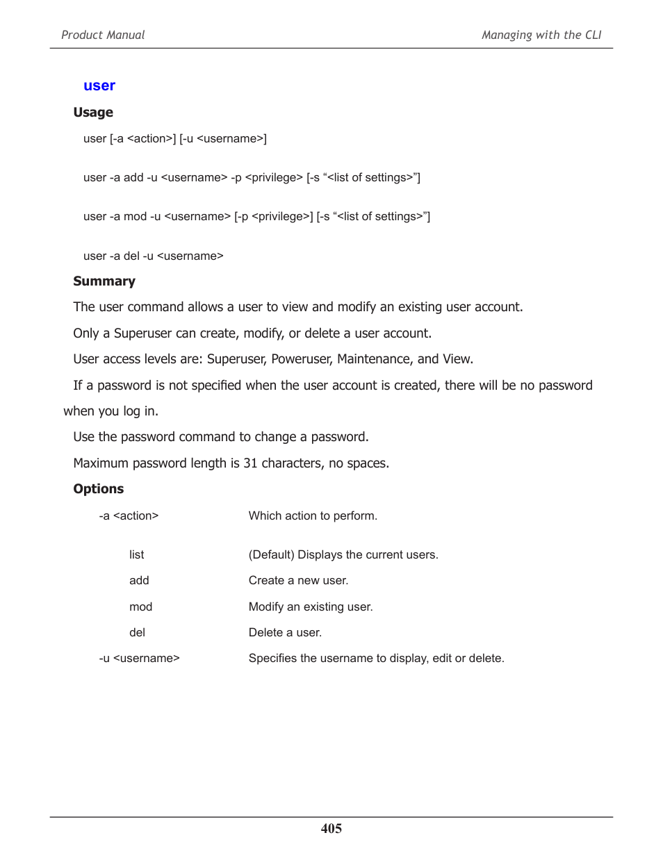 User, User 405 | Promise Technology 2-Year Extended Warranty for VessR2000 RAID Head User Manual | Page 432 / 705