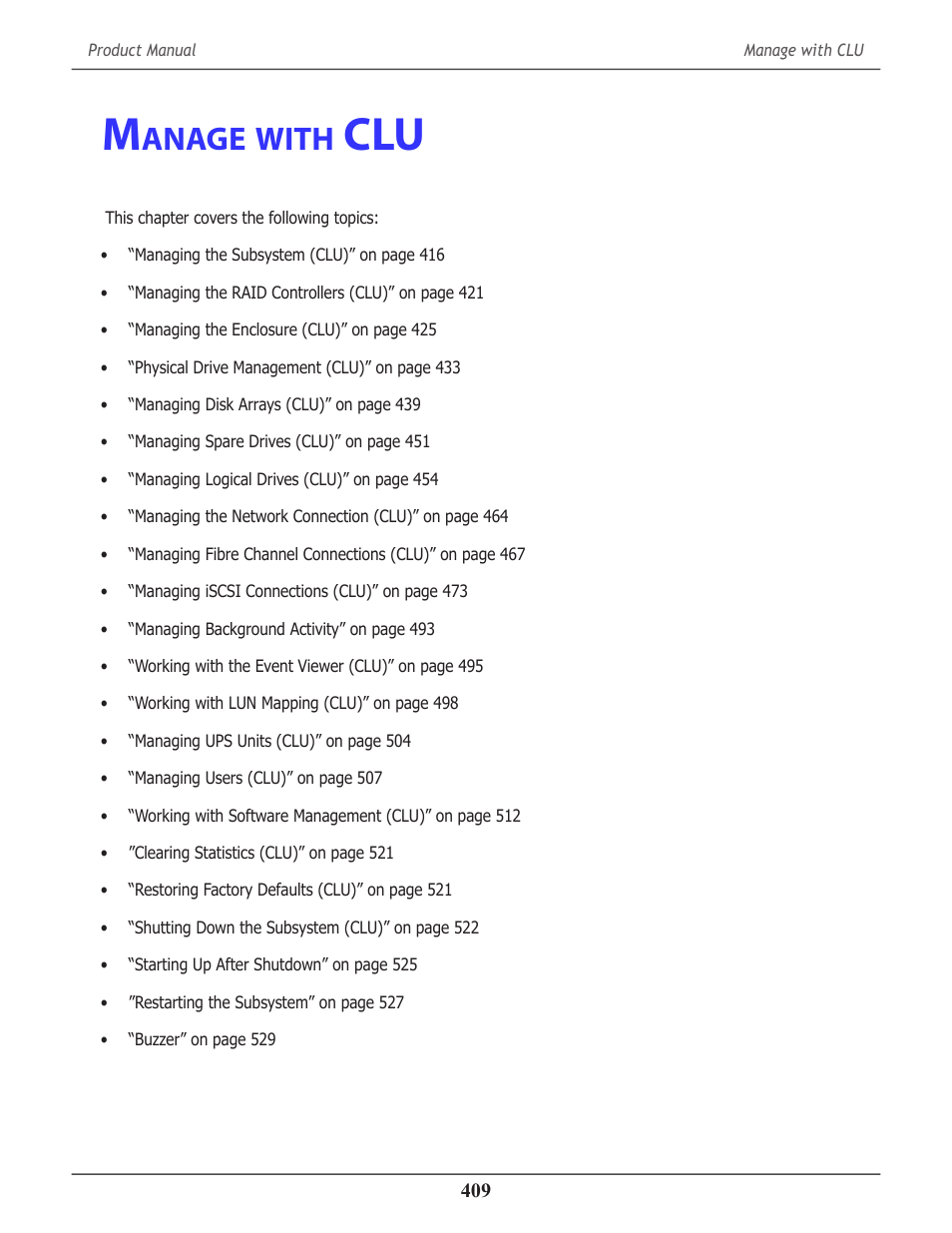 Manage with clu, Anage, With | Promise Technology 2-Year Extended Warranty for VessR2000 RAID Head User Manual | Page 436 / 705