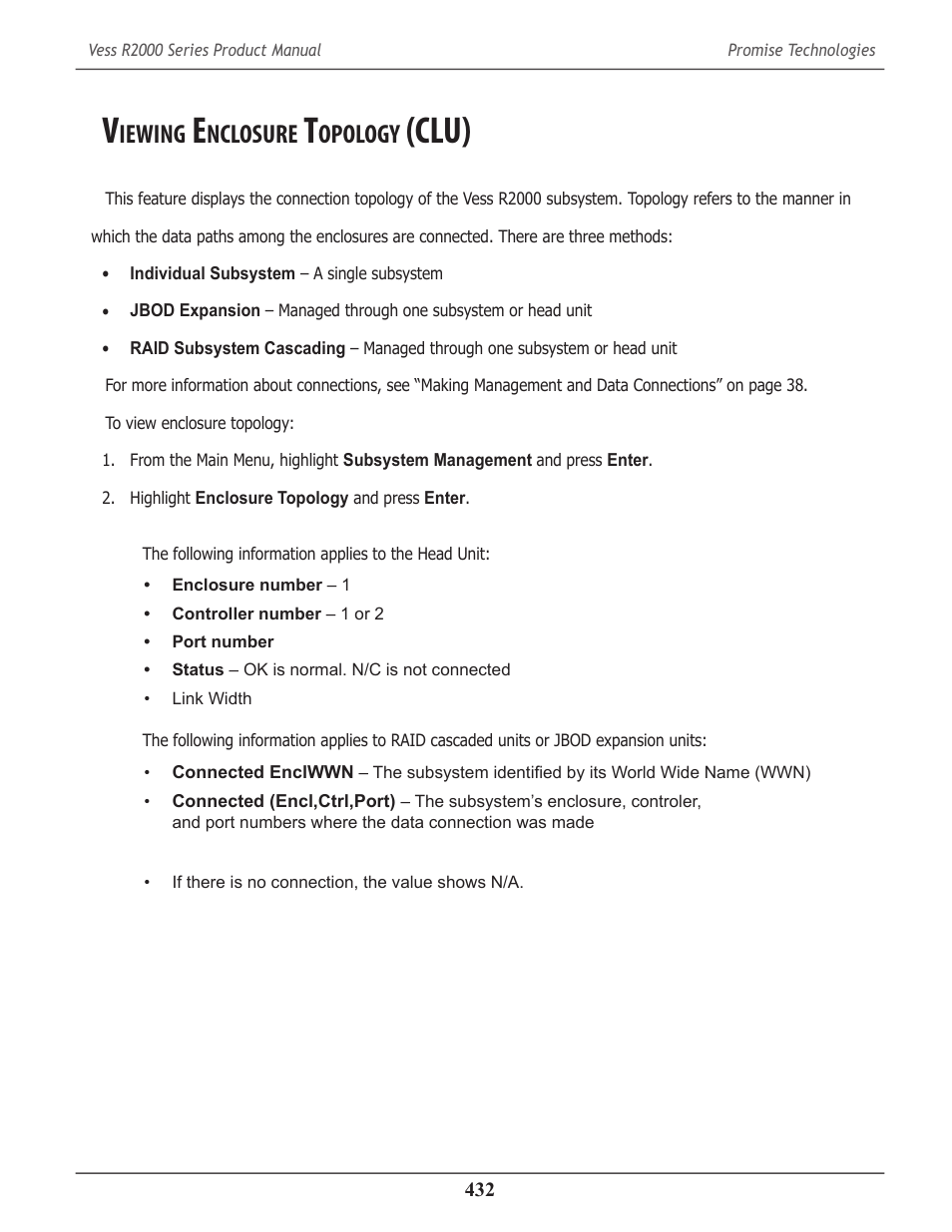 Viewing enclosure topology (clu), Iewing, Nclosure | Opology, Clu) | Promise Technology 2-Year Extended Warranty for VessR2000 RAID Head User Manual | Page 459 / 705
