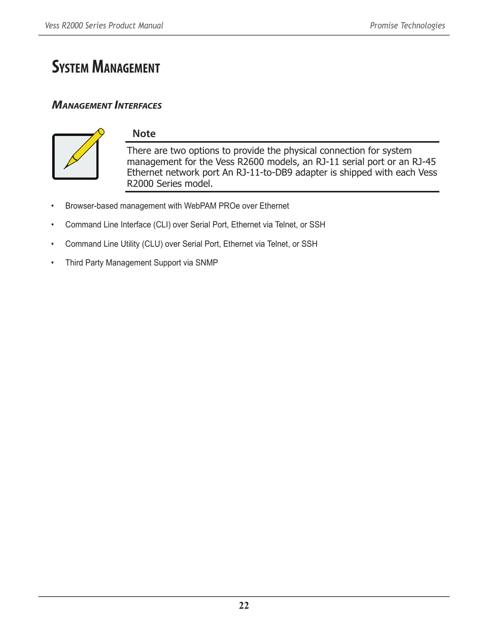 System management, Management interfaces, Ystem | Anagement, Nterfaces | Promise Technology 2-Year Extended Warranty for VessR2000 RAID Head User Manual | Page 49 / 705