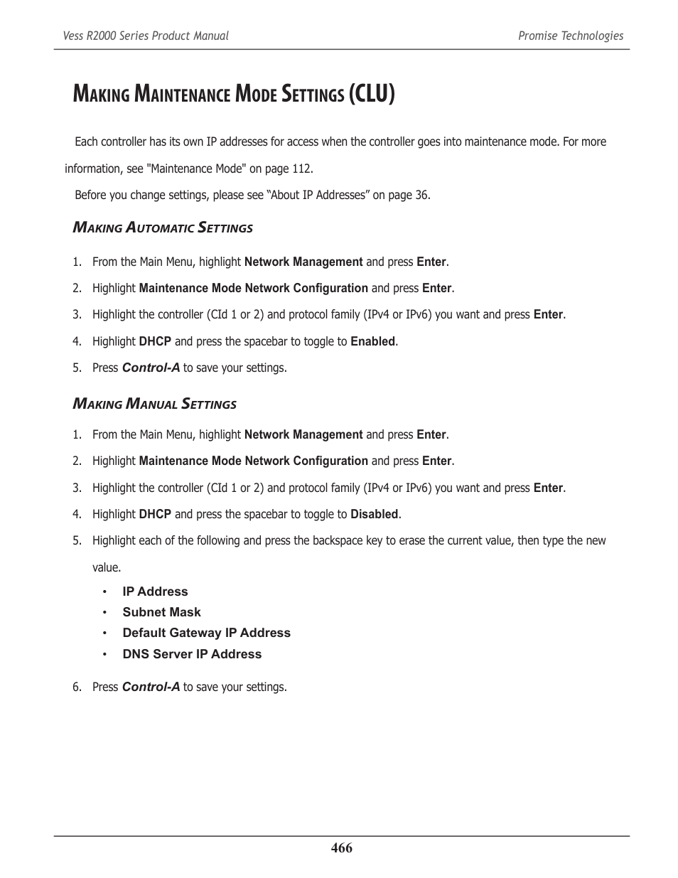 Making maintenance mode settings (clu), Making automatic settings, Making manual settings | Aking, Aintenance, Ettings, Clu), Utomatic, Anual | Promise Technology 2-Year Extended Warranty for VessR2000 RAID Head User Manual | Page 493 / 705
