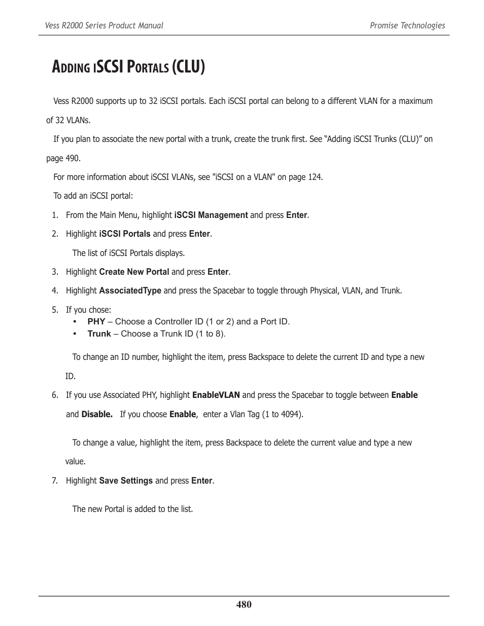 Adding iscsi portals (clu), Dding, Scsi p | Ortals, Clu) 480, Clu) | Promise Technology 2-Year Extended Warranty for VessR2000 RAID Head User Manual | Page 507 / 705