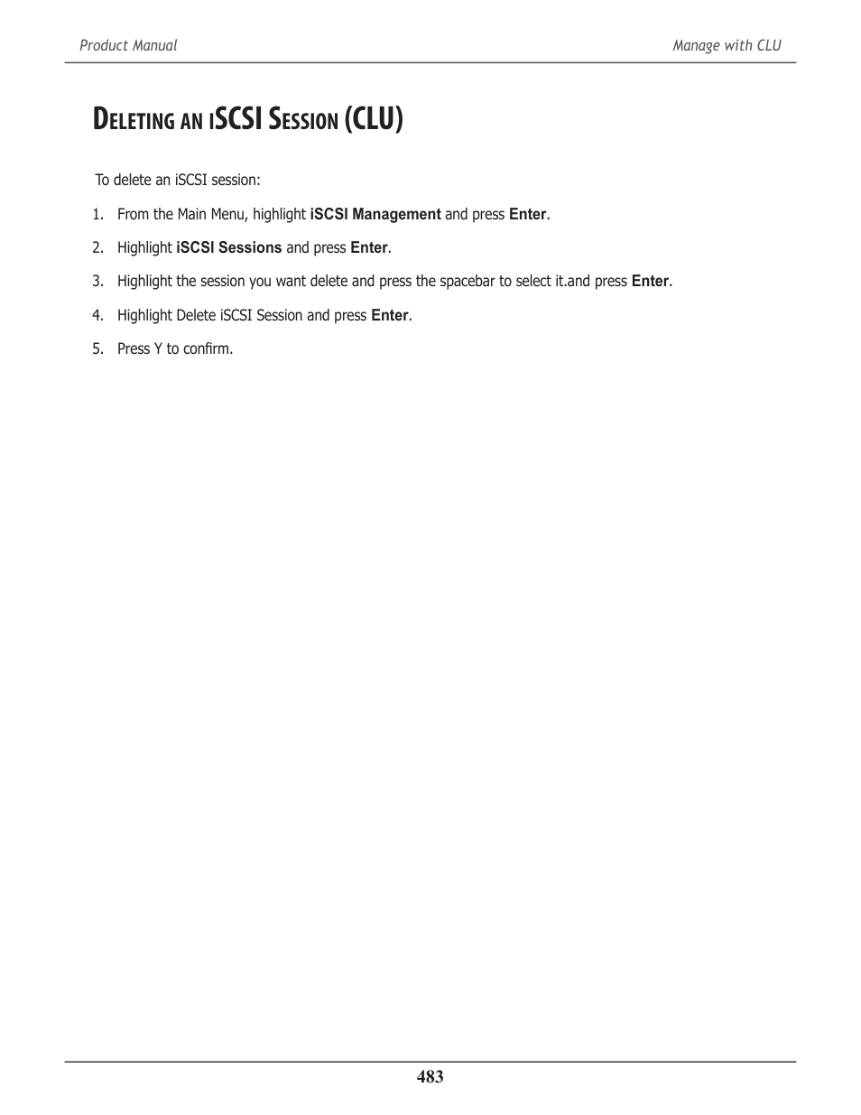 Deleting an iscsi session (clu), Eleting, Scsi s | Ession, Clu) | Promise Technology 2-Year Extended Warranty for VessR2000 RAID Head User Manual | Page 510 / 705