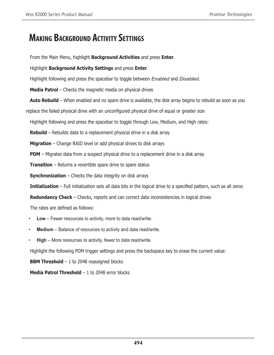 Making background activity settings, Aking, Ackground | Ctivity, Ettings | Promise Technology 2-Year Extended Warranty for VessR2000 RAID Head User Manual | Page 521 / 705