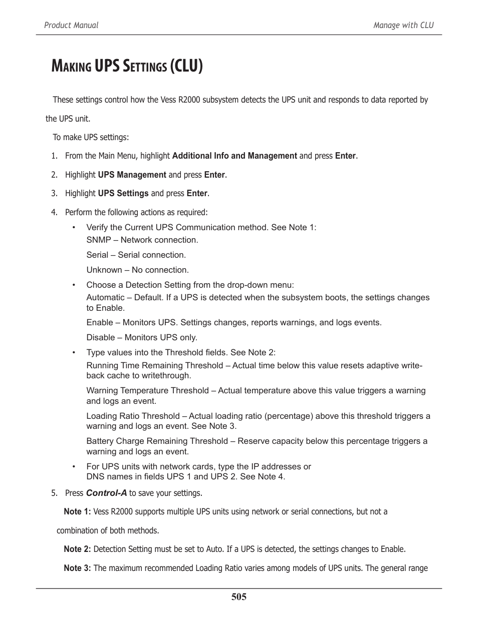 Making ups settings (clu), Aking, Ups s | Ettings, Clu) 505, Clu) | Promise Technology 2-Year Extended Warranty for VessR2000 RAID Head User Manual | Page 532 / 705