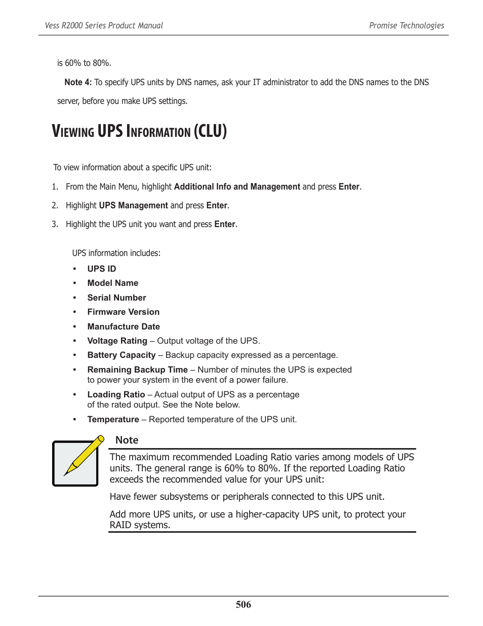 Viewing ups information (clu), Iewing, Ups i | Nformation, Clu) | Promise Technology 2-Year Extended Warranty for VessR2000 RAID Head User Manual | Page 533 / 705