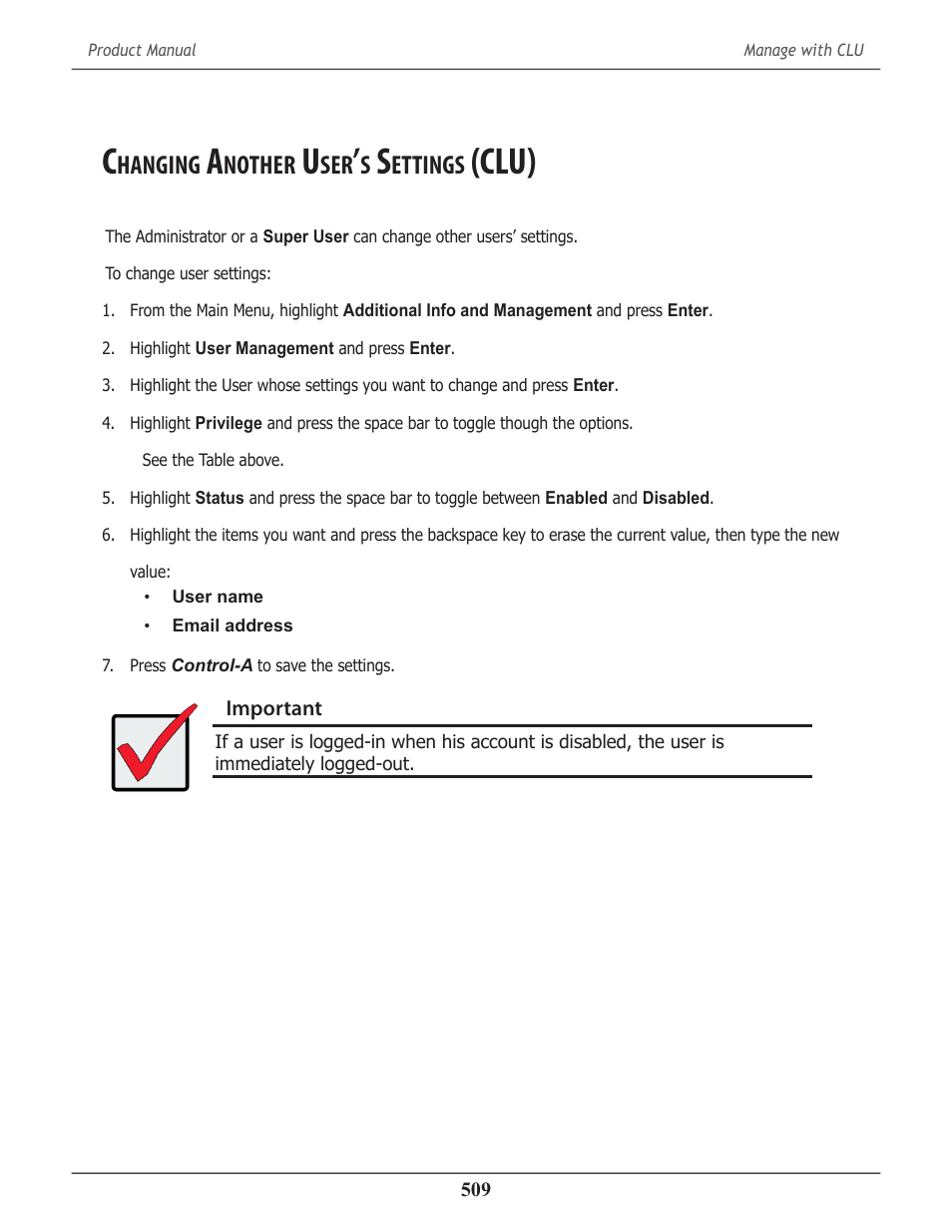 Changing another user’s settings (clu), Hanging, Nother | Ettings, Clu) | Promise Technology 2-Year Extended Warranty for VessR2000 RAID Head User Manual | Page 536 / 705