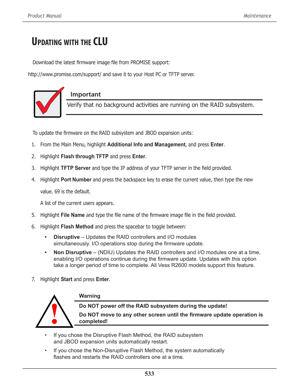 Updating with the clu, Pdating, With | Promise Technology 2-Year Extended Warranty for VessR2000 RAID Head User Manual | Page 560 / 705