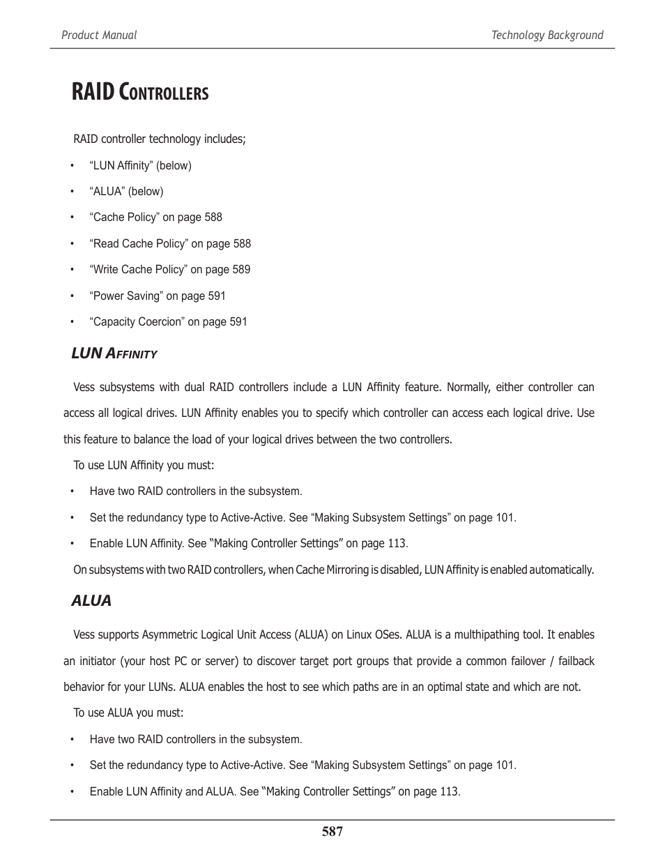 Raid controllers, Lun affinity, Alua | Raid c, Ontrollers, Lun a, Ffinity | Promise Technology 2-Year Extended Warranty for VessR2000 RAID Head User Manual | Page 614 / 705