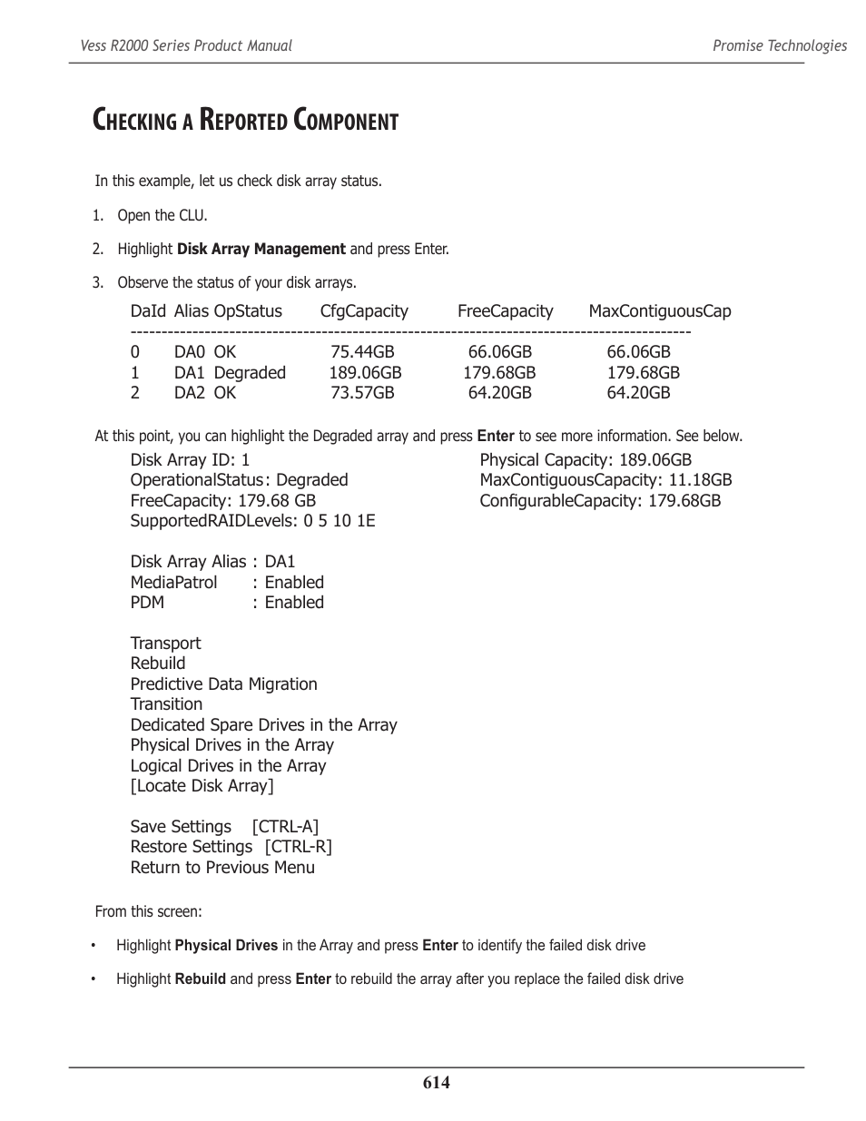 Checking a reported component, Hecking, Eported | Omponent | Promise Technology 2-Year Extended Warranty for VessR2000 RAID Head User Manual | Page 641 / 705