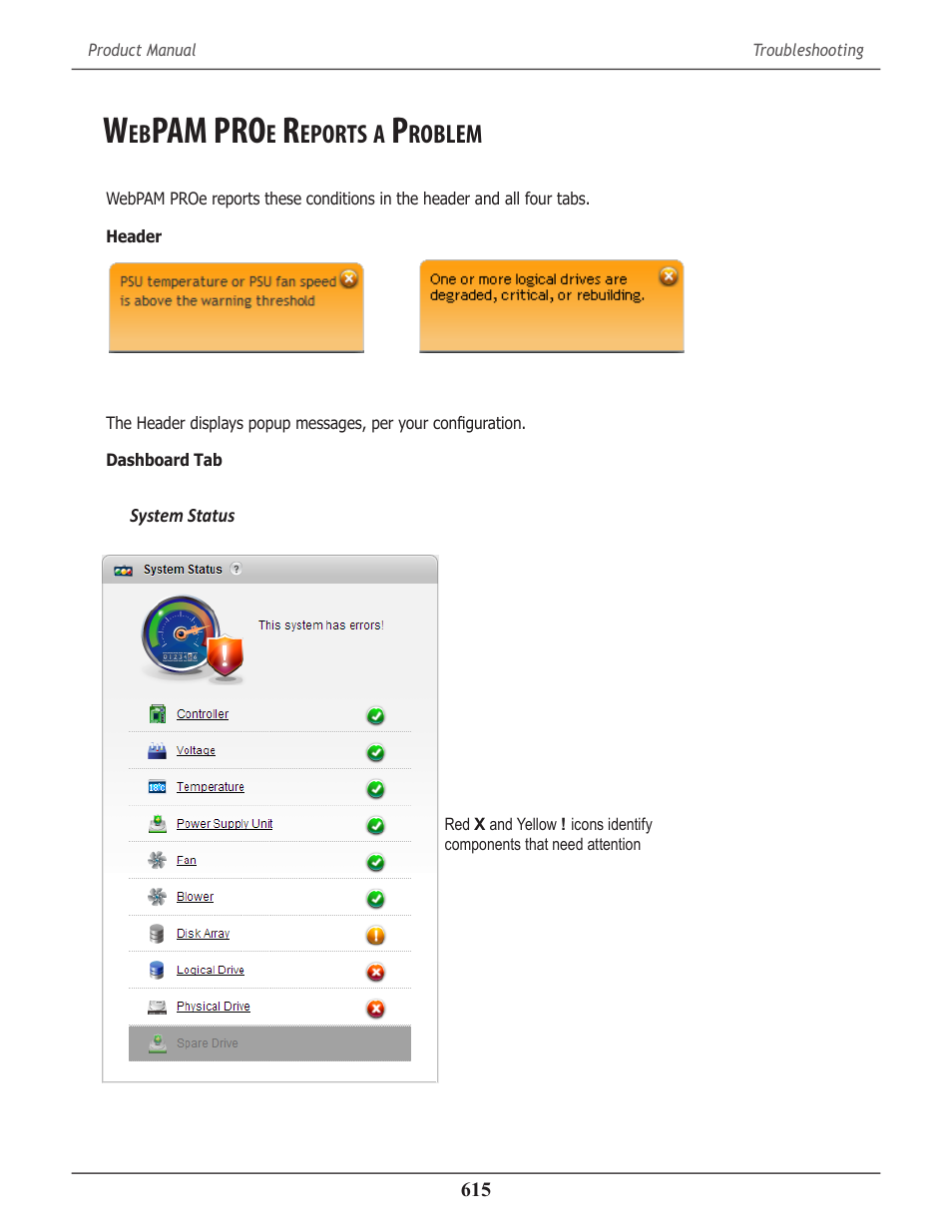 Webpam proe reports a problem, Pam pro, Eports | Roblem | Promise Technology 2-Year Extended Warranty for VessR2000 RAID Head User Manual | Page 642 / 705