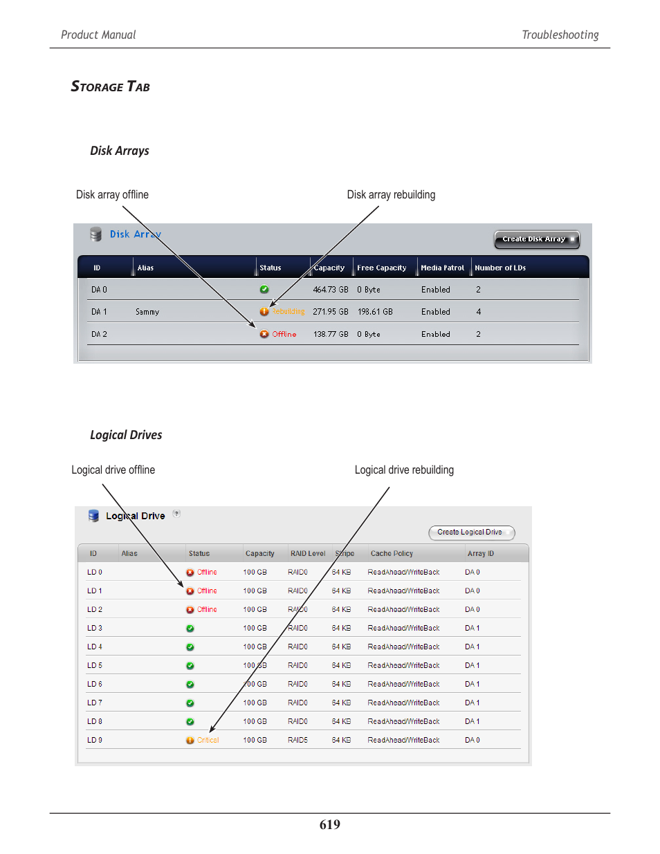 Storage tab, Torage | Promise Technology 2-Year Extended Warranty for VessR2000 RAID Head User Manual | Page 646 / 705