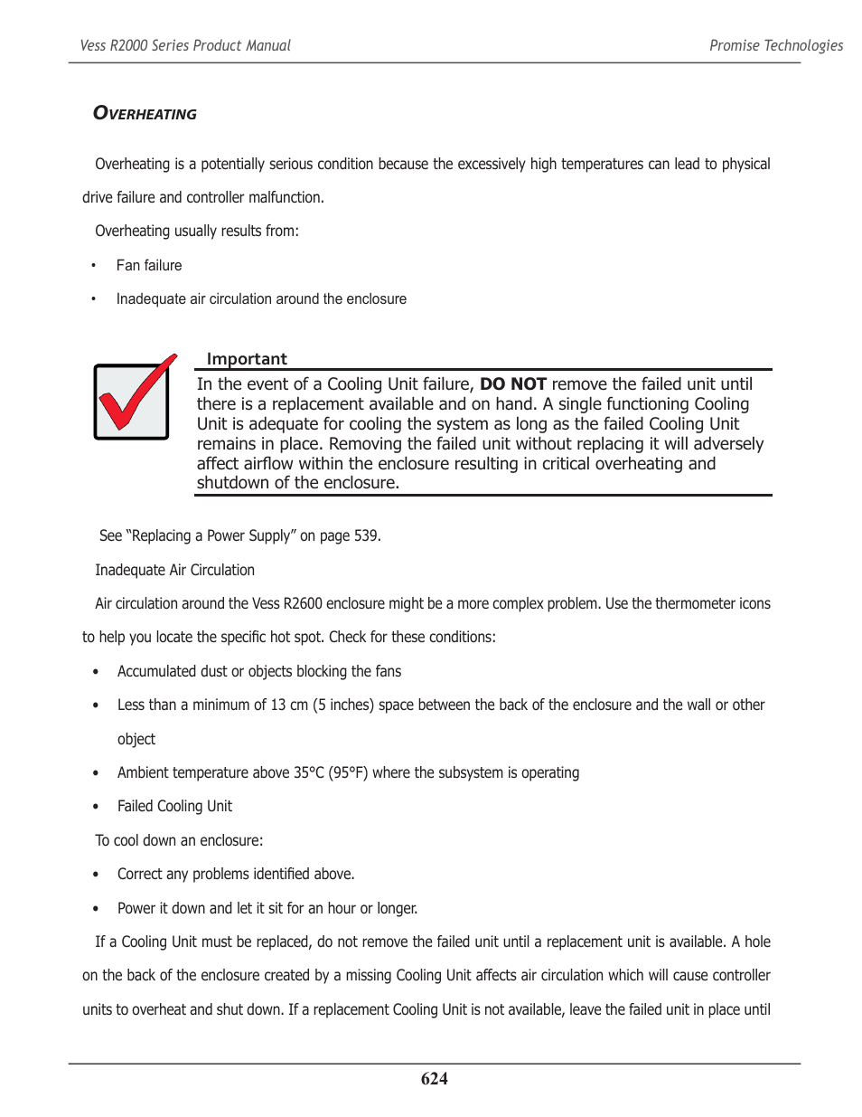 Overheating, Verheating | Promise Technology 2-Year Extended Warranty for VessR2000 RAID Head User Manual | Page 651 / 705