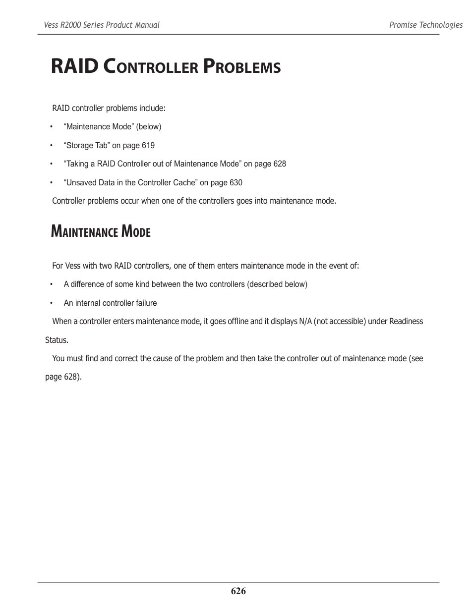 Raid controller problems, Maintenance mode, Raid c | Ontroller, Roblems, Aintenance | Promise Technology 2-Year Extended Warranty for VessR2000 RAID Head User Manual | Page 653 / 705