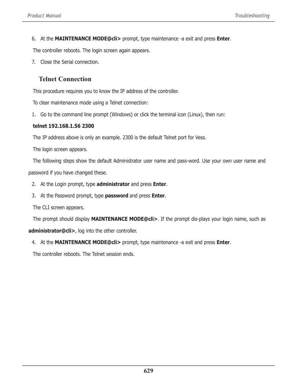 Telnet connection | Promise Technology 2-Year Extended Warranty for VessR2000 RAID Head User Manual | Page 656 / 705