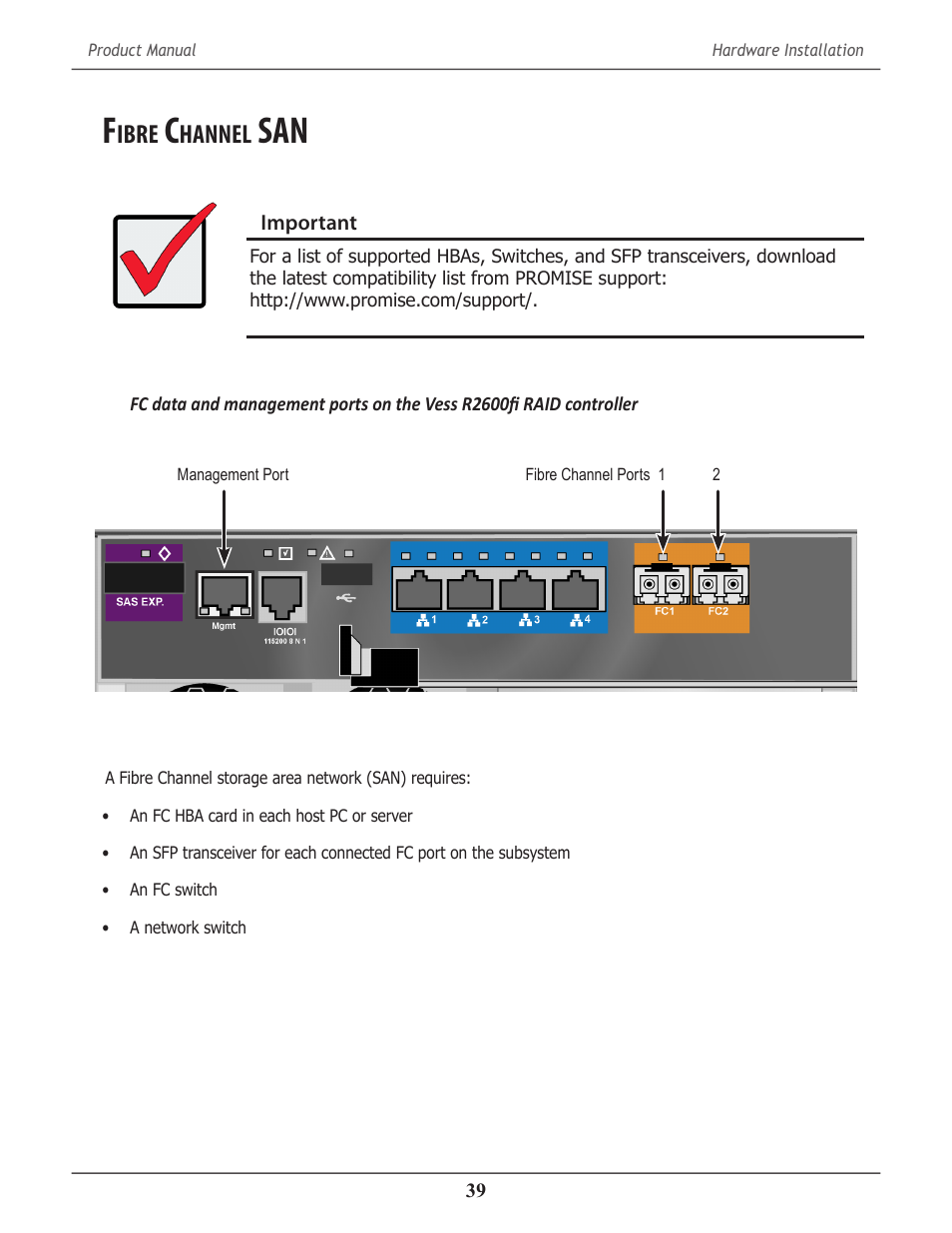 Fibre channel san, Ibre, Hannel | Promise Technology 2-Year Extended Warranty for VessR2000 RAID Head User Manual | Page 66 / 705