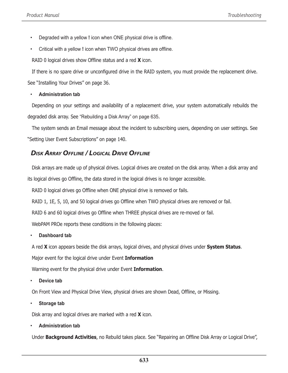 Disk array offline / logical drive offline, Rray, Ffline | Ogical, Rive, Disk array offline / logical drive | Promise Technology 2-Year Extended Warranty for VessR2000 RAID Head User Manual | Page 660 / 705