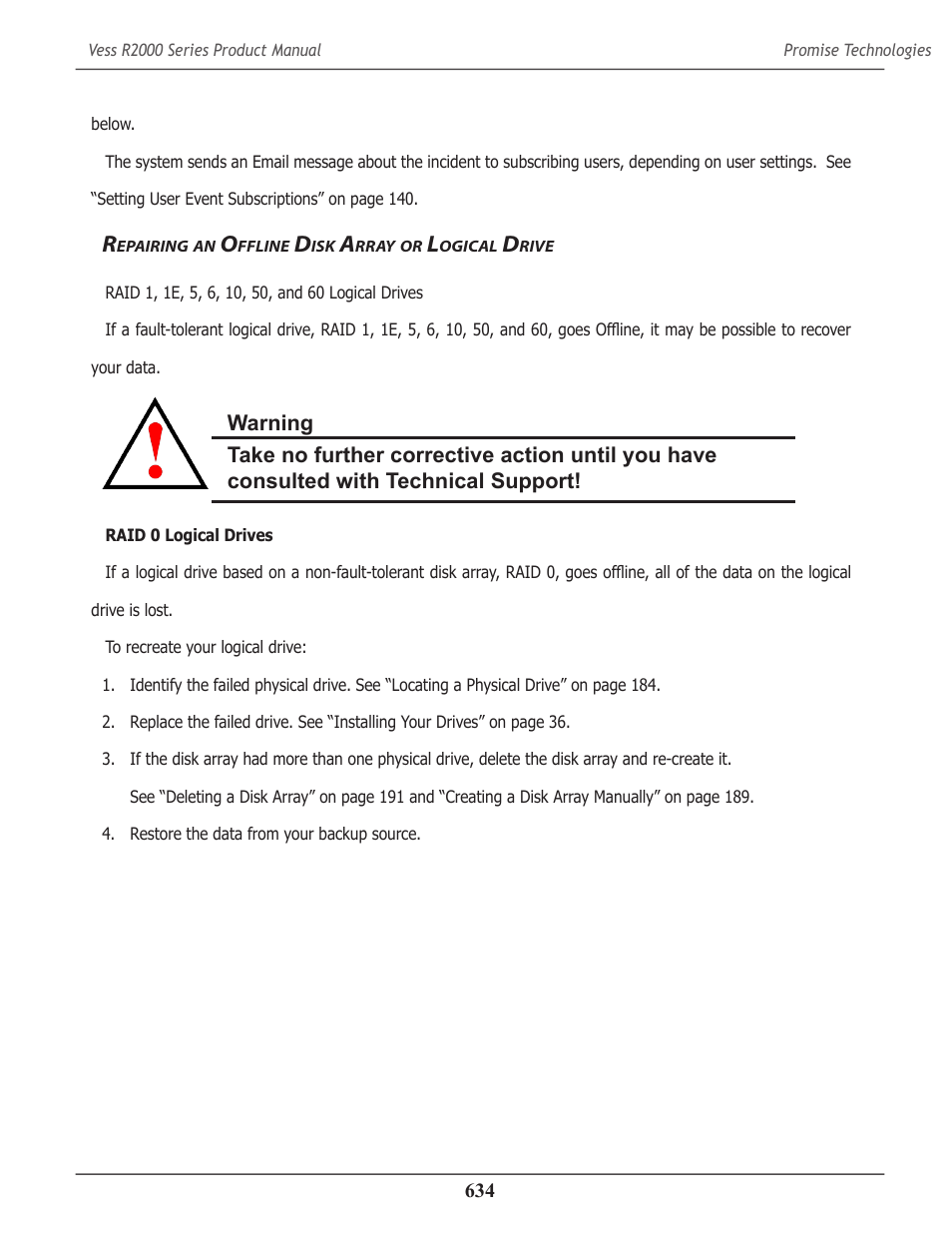 Repairing an offline disk array or logical drive, Epairing, Ffline | Rray, Ogical, Rive | Promise Technology 2-Year Extended Warranty for VessR2000 RAID Head User Manual | Page 661 / 705