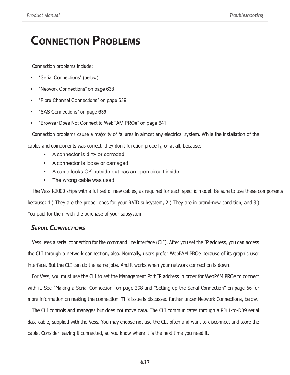 Connection problems, Serial connections, Onnection | Roblems, Erial, Onnections | Promise Technology 2-Year Extended Warranty for VessR2000 RAID Head User Manual | Page 664 / 705