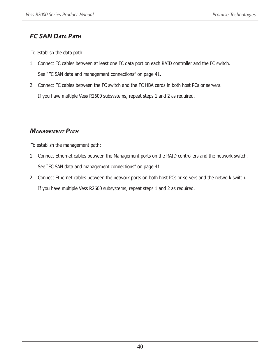 Fc san data path, Management path, Fc san d | Anagement | Promise Technology 2-Year Extended Warranty for VessR2000 RAID Head User Manual | Page 67 / 705