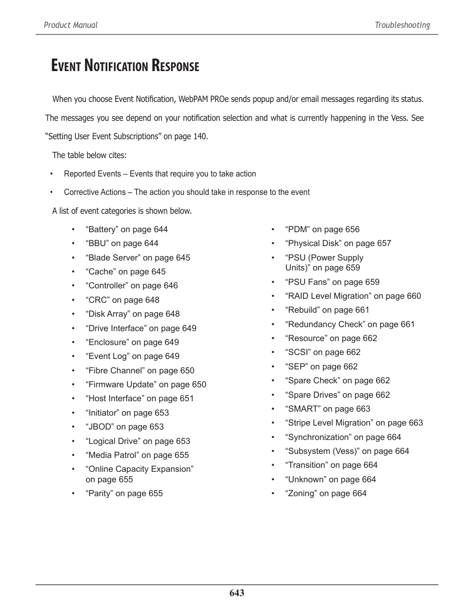Event notification response, Vent, Otification | Esponse | Promise Technology 2-Year Extended Warranty for VessR2000 RAID Head User Manual | Page 670 / 705