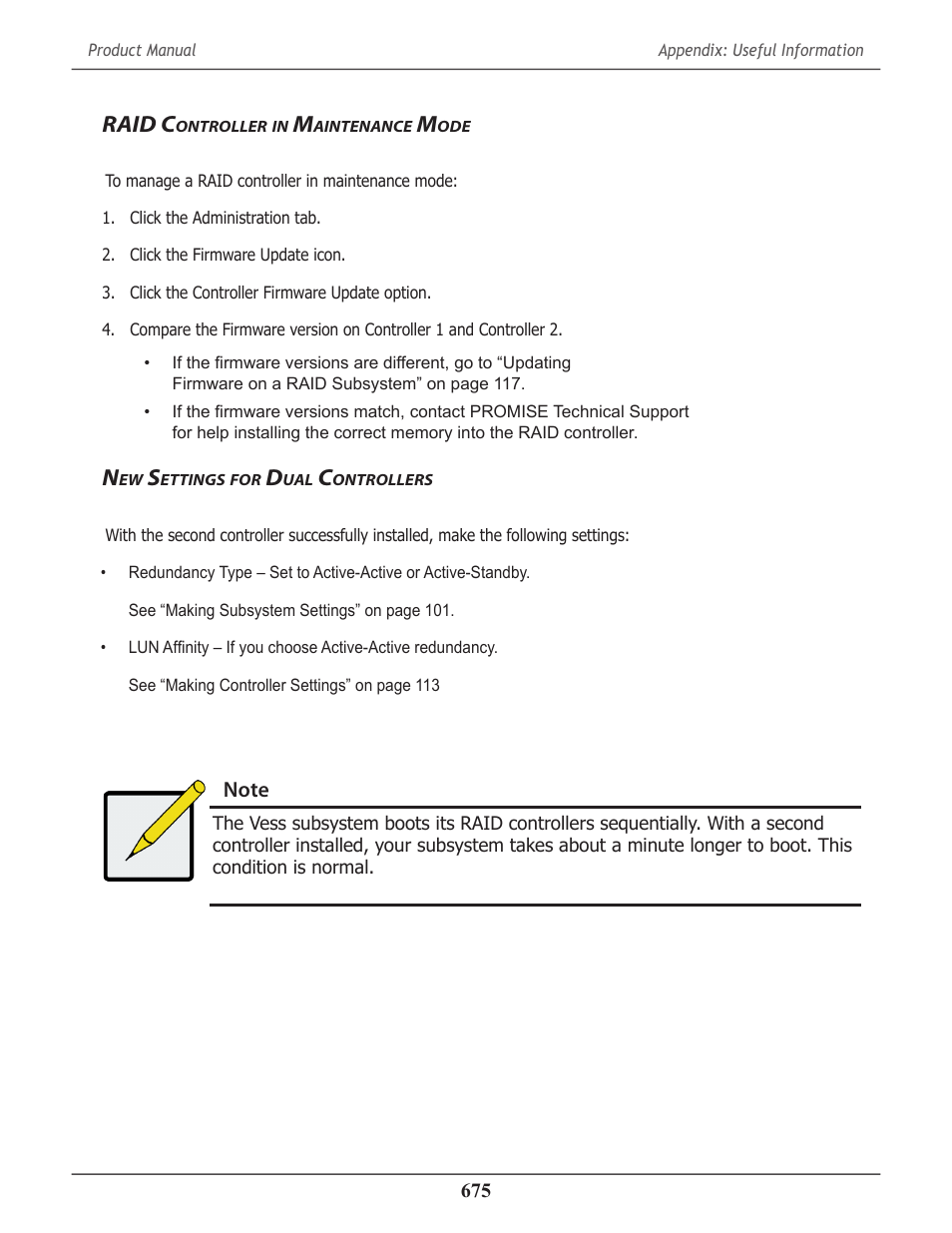 Raid controller in maintenance mode, New settings for dual controllers, Raid c | Ontroller, Aintenance, Ettings, Ontrollers, New settings for dual | Promise Technology 2-Year Extended Warranty for VessR2000 RAID Head User Manual | Page 702 / 705