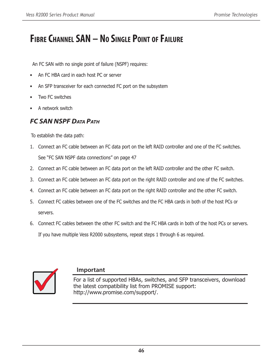 Fibre channel san – no single point of failure, Fc san nspf data path, Ibre | Hannel, San – n, Ingle, Oint, Ailure, Fc san nspf d | Promise Technology 2-Year Extended Warranty for VessR2000 RAID Head User Manual | Page 73 / 705