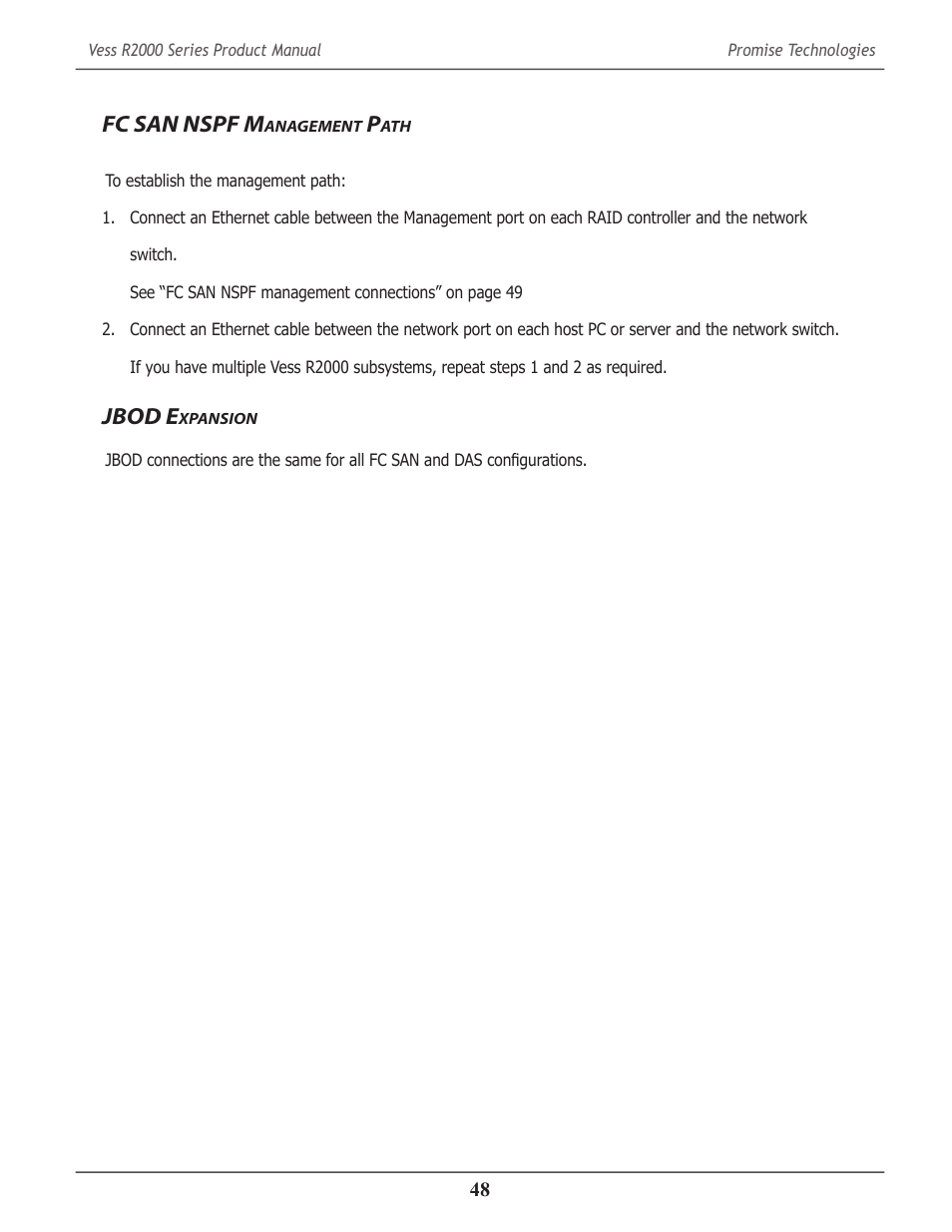 Fc san nspf management path, Jbod expansion, Fc san nspf m | Anagement, Jbod e, Xpansion | Promise Technology 2-Year Extended Warranty for VessR2000 RAID Head User Manual | Page 75 / 705